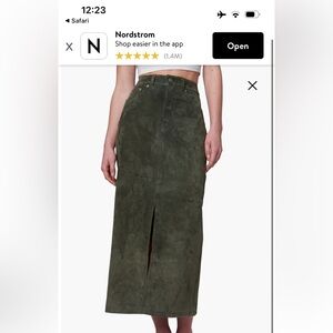Blank NYC Olive Green Suede Skirt